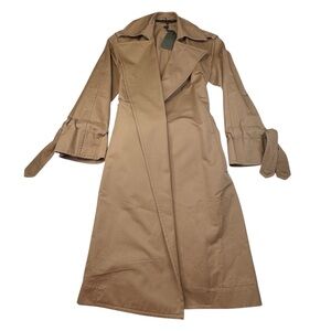 ALLSAINTS Trench Coat Women's Size XS Brown Lightweight Miley Mac Outerwear Tie